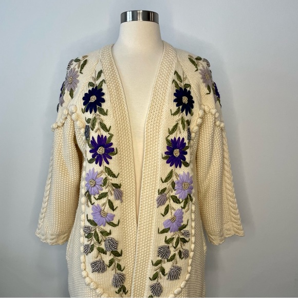 Line Markvardsen Vintage Embroidered Cardigan Sweater - Picture 3 of 13